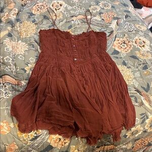 Elegant Button-Front Mini Dress in Deep Brown